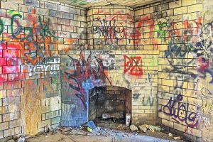 Graffiti Fireplace - Ft. Revere Graffiti Fireplace - Ft. Revere